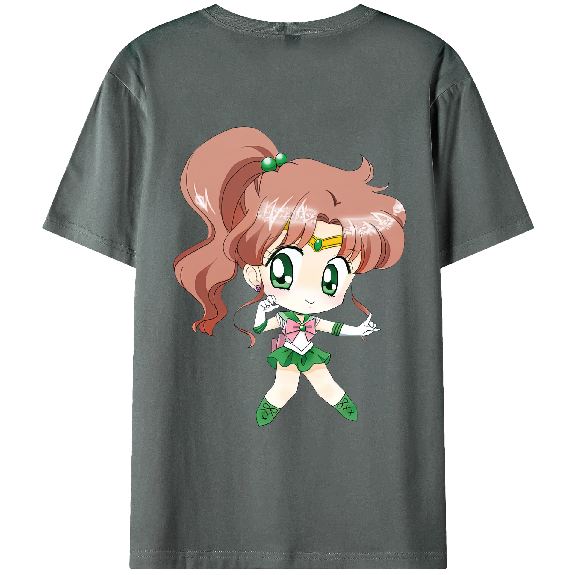 （画像用） 美少女戦士セーラームーン 木野 まこと きの まこと Sailor Moon Kino Makoto （セーラージュピター；Sailor Jupiter） 綿100％ メンズ半袖Tシャツ（バックプリント） 通気性